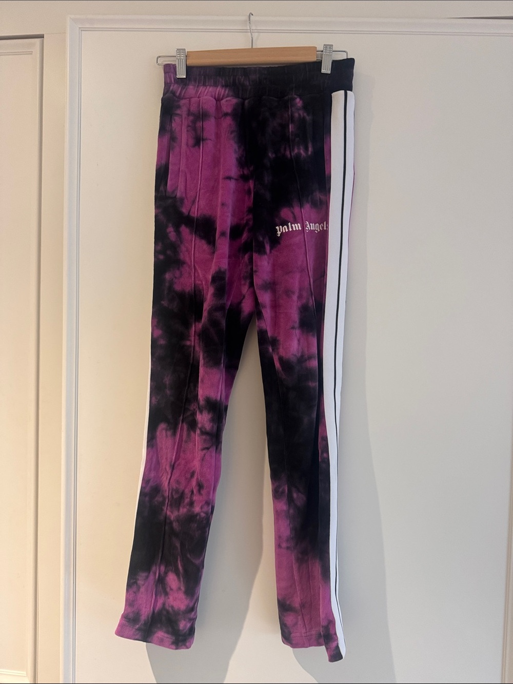 Palm Angels Kids Black & Purple Tie-Dye Joggers with Side Stripe